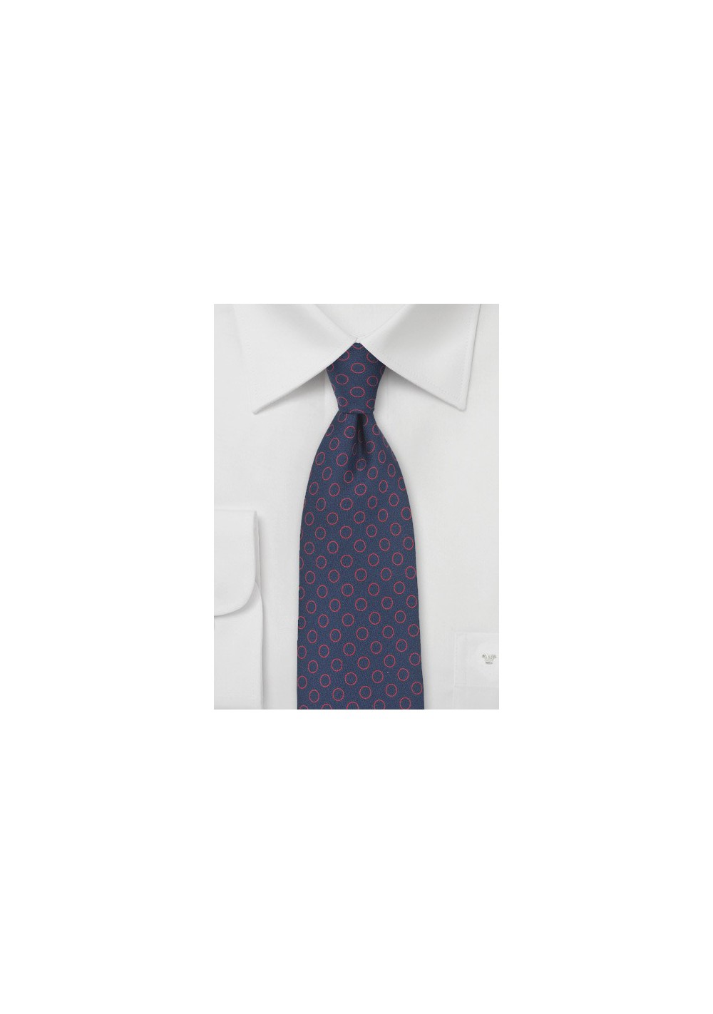 Circle Pattern Necktie in Navy and Red