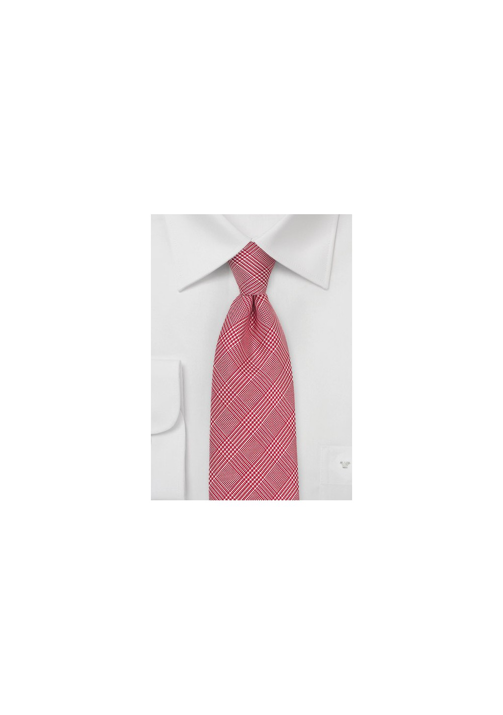 Glen Check Silk Tie in Bright Red