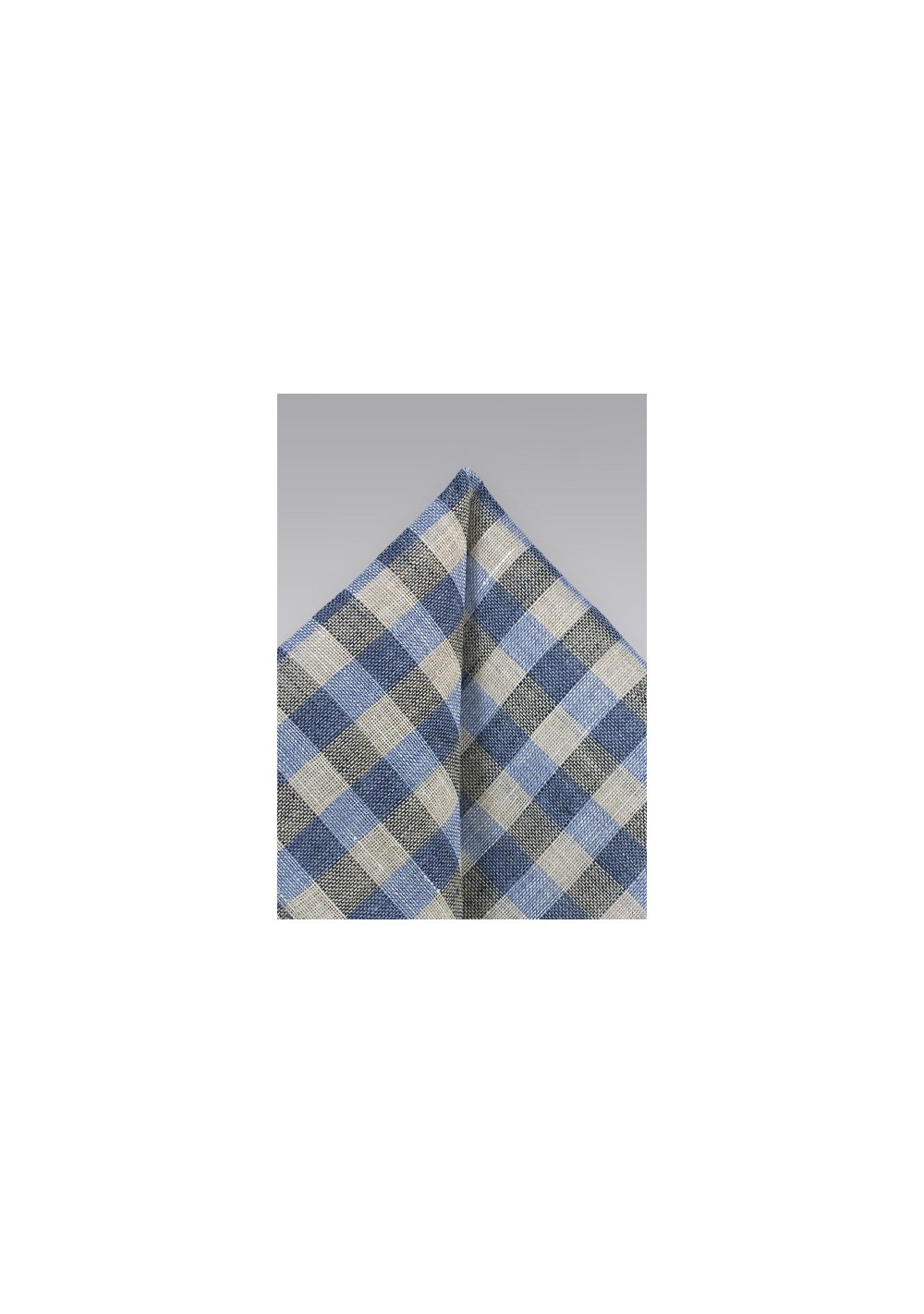 Plaid Pocket Square in Light Blue and Tan