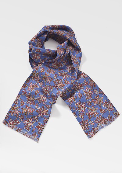 Silk Mens Scarf in Purple, Blue, Red, and Brown