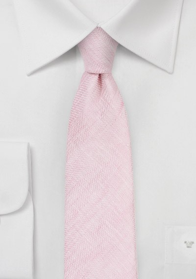 Trendy Skinny Linen Tie in Petal Pink | Bows-N-Ties.com