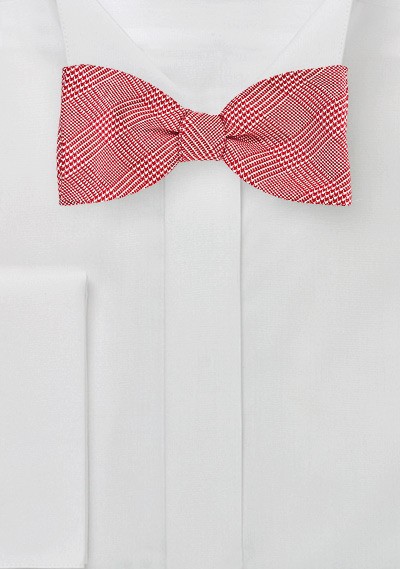 Red Glen Check Bow Tie