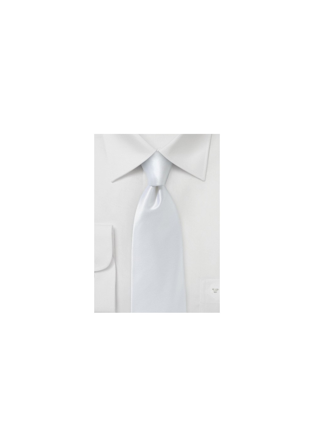 Solid White Silk Tie in Modern Narrow Width