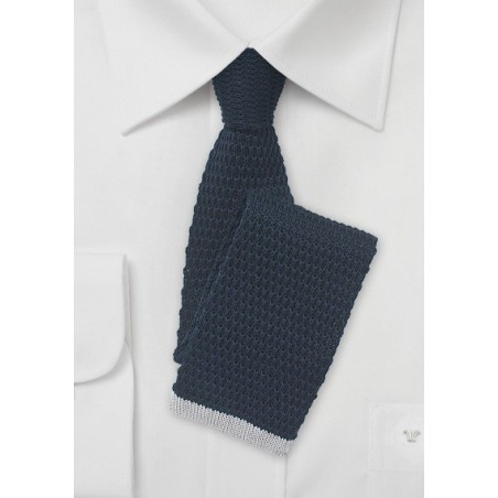 Navy and Light Gray Knitted Necktie