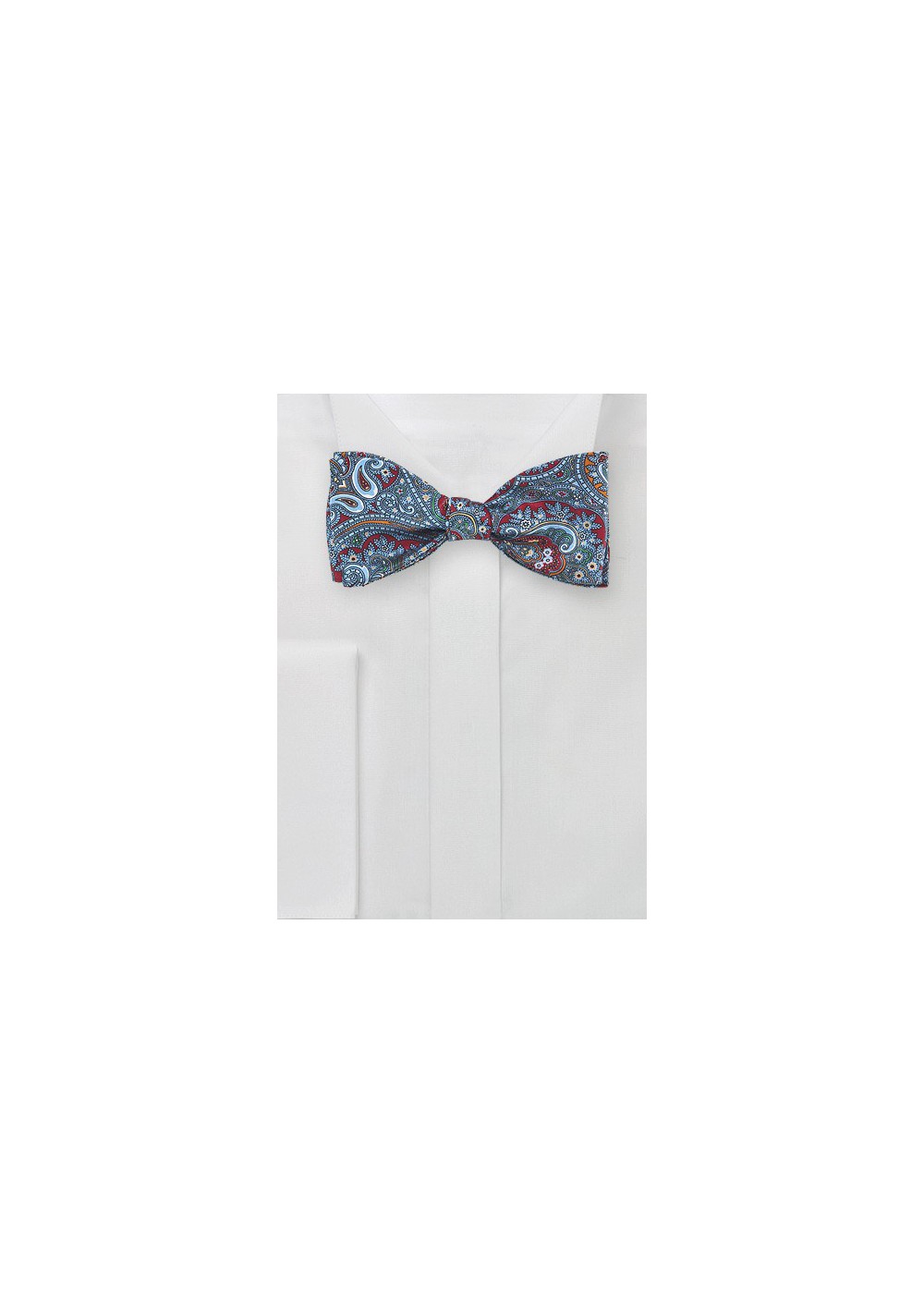 Moroccan Paisley Bow tie in Red and Blue