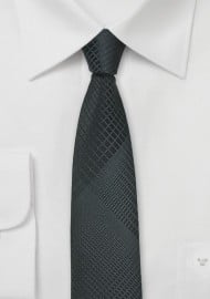 Geometric Plaid Skinny Tie in Gray and Black