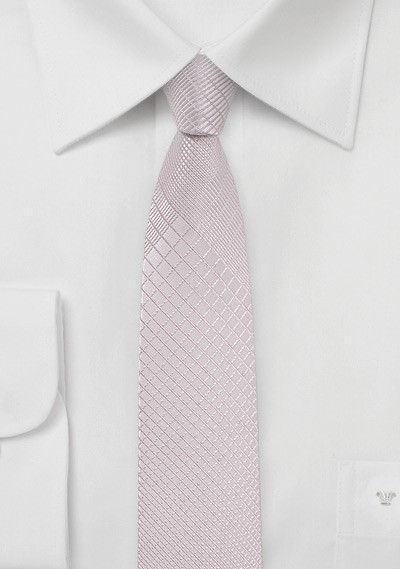 Geometric Plaid Blush Color Tie in Super Skinny Cut | Bows-N-Ties.com