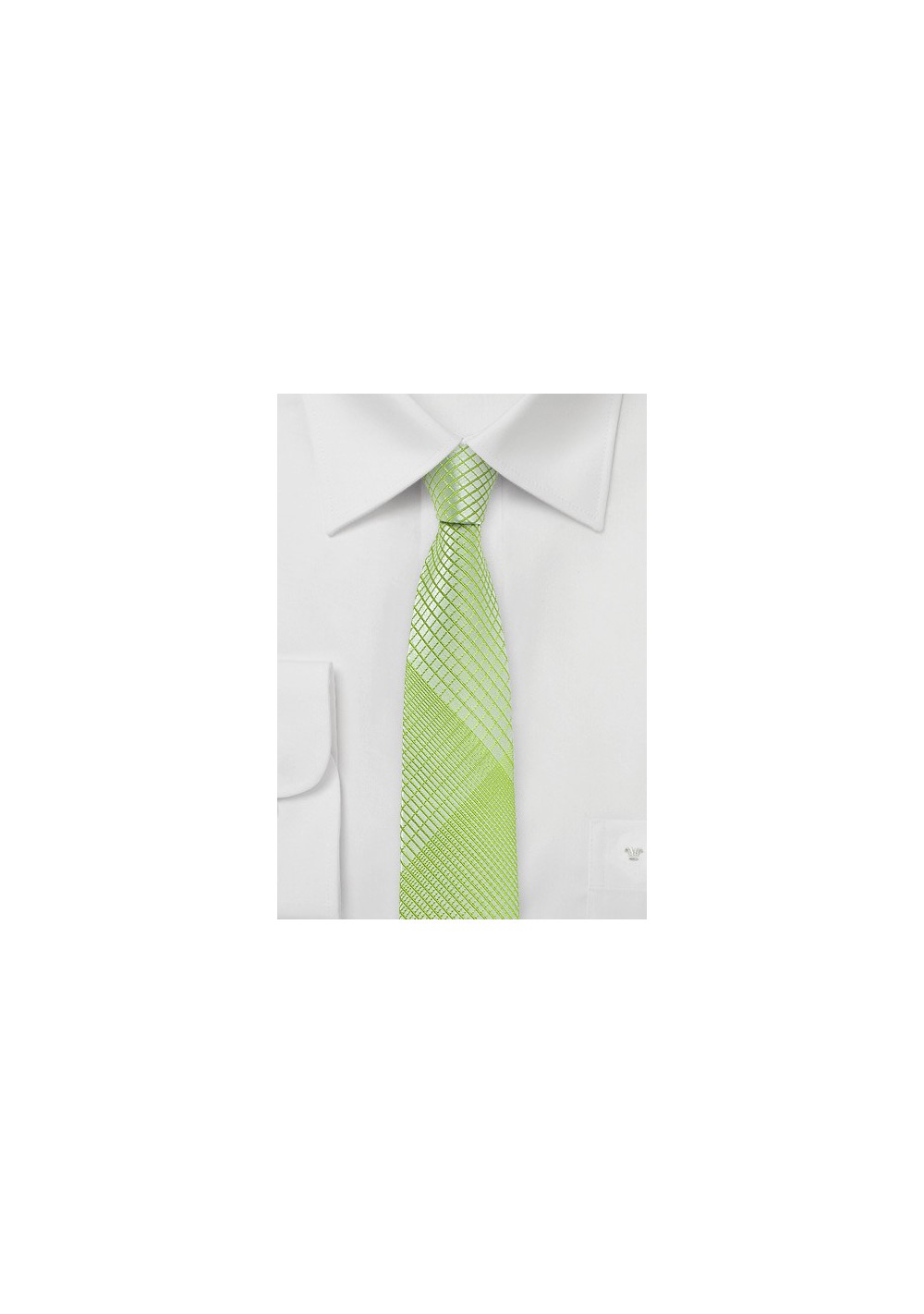 Daiquiri Green Skinny Tie with Plaids