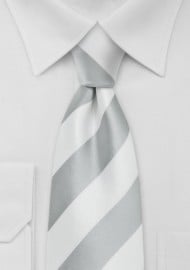 Preppy Kids Striped Tie in Silver and White