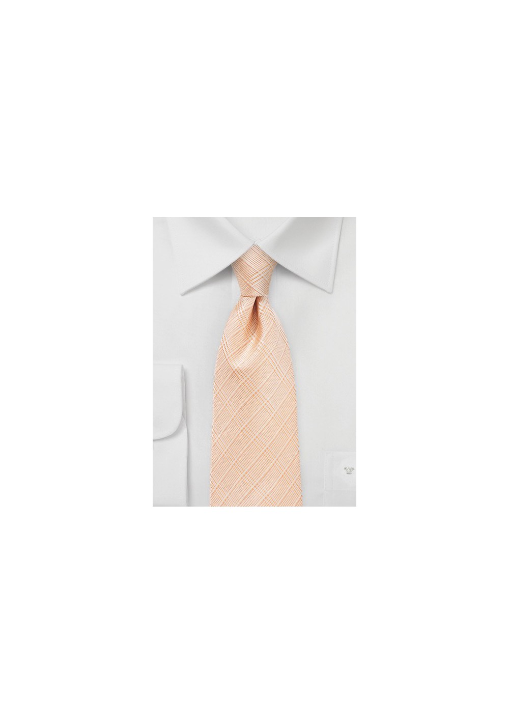 Extra Long Plaid Necktie in Coral Sands Color