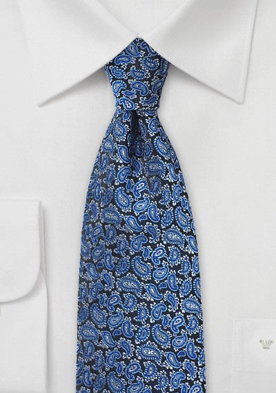 All Over Paisley Design Silk Tie in Blue | Bows-N-Ties.com