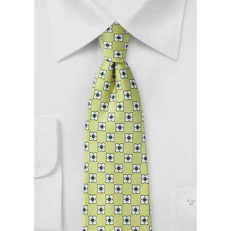 Floral Silk Tie in Linden Green