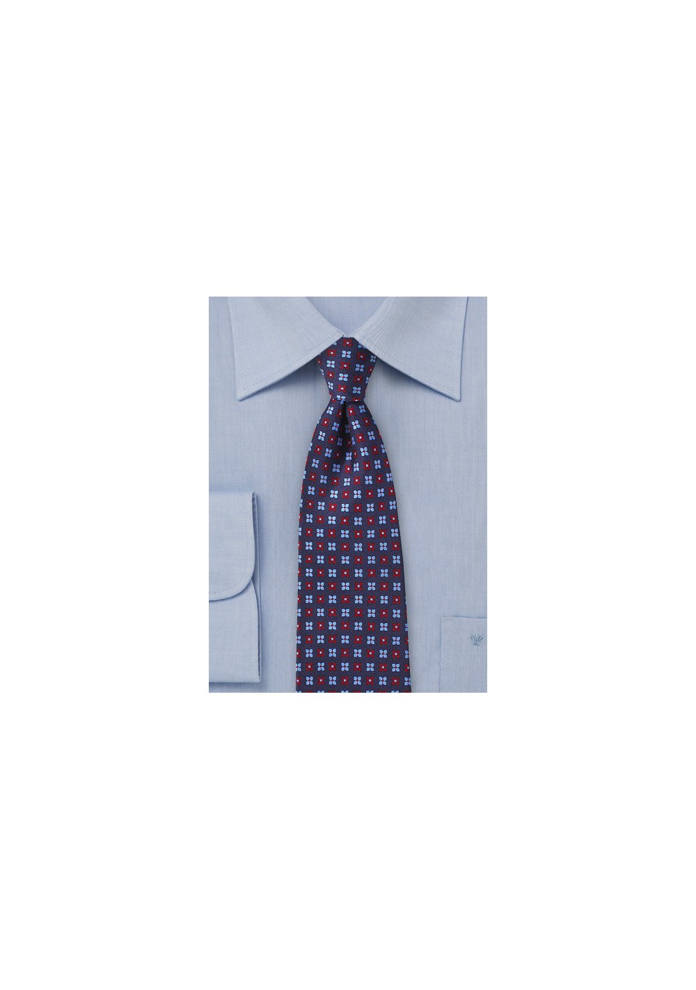Floral Tie in Navy, Blue, and Red