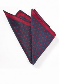 Navy and Bright Red Dotted Pocket Square
