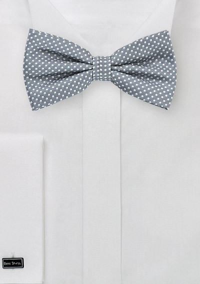 Gray Pin Dot Colored Bow Tie