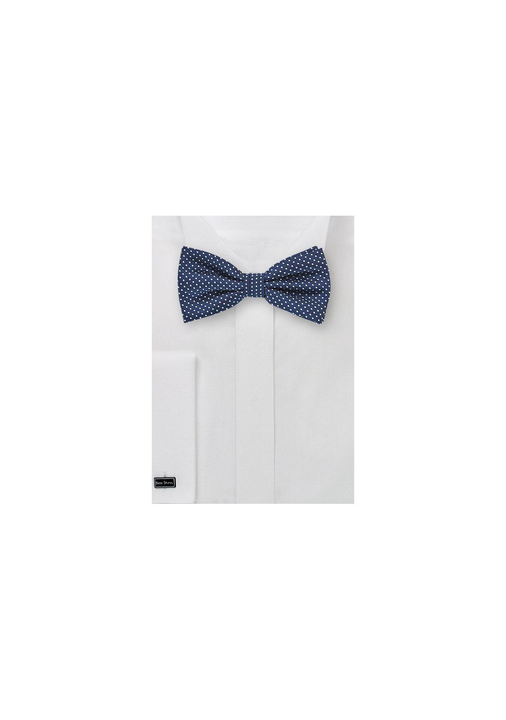Navy Blue Bow Tie with Pin Dots