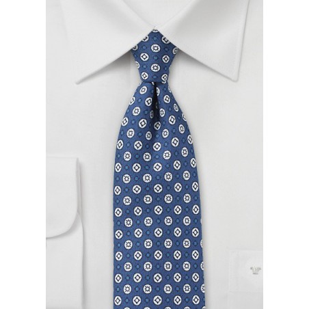 Blue and White Graphic Print Silk Tie | Bows-N-Ties.com