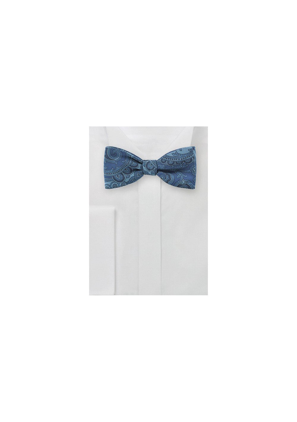 Paisley Silk Bow Tie in Denim Blue