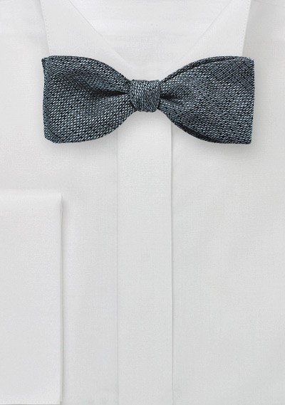 Textured Woven Bow Tie in Metallic Gray