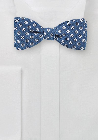 Geo Print Bow Tie in Blue and White