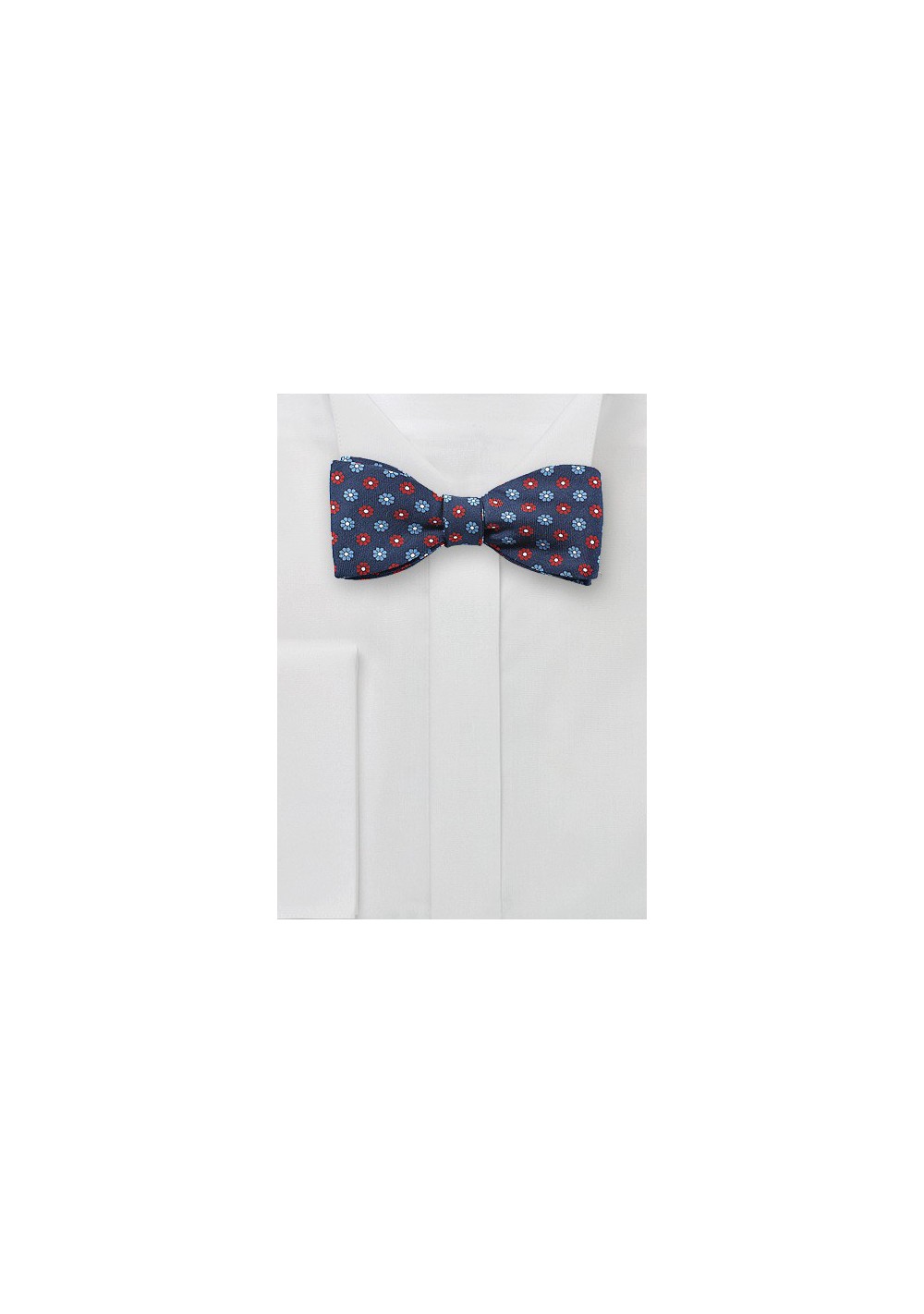 Summer Flower Print Bow Tie in Navy and Red