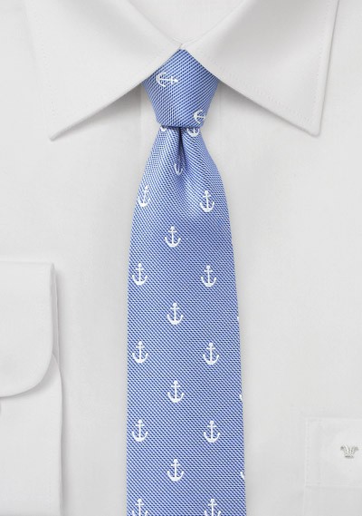 Light Blue Anchor Print Tie