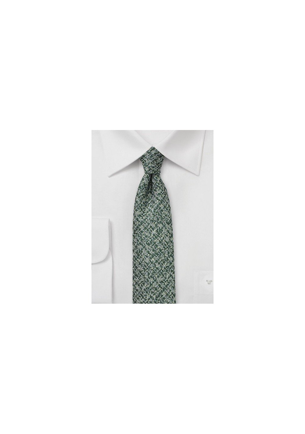 Tweed Skinny Tie in Pine Green