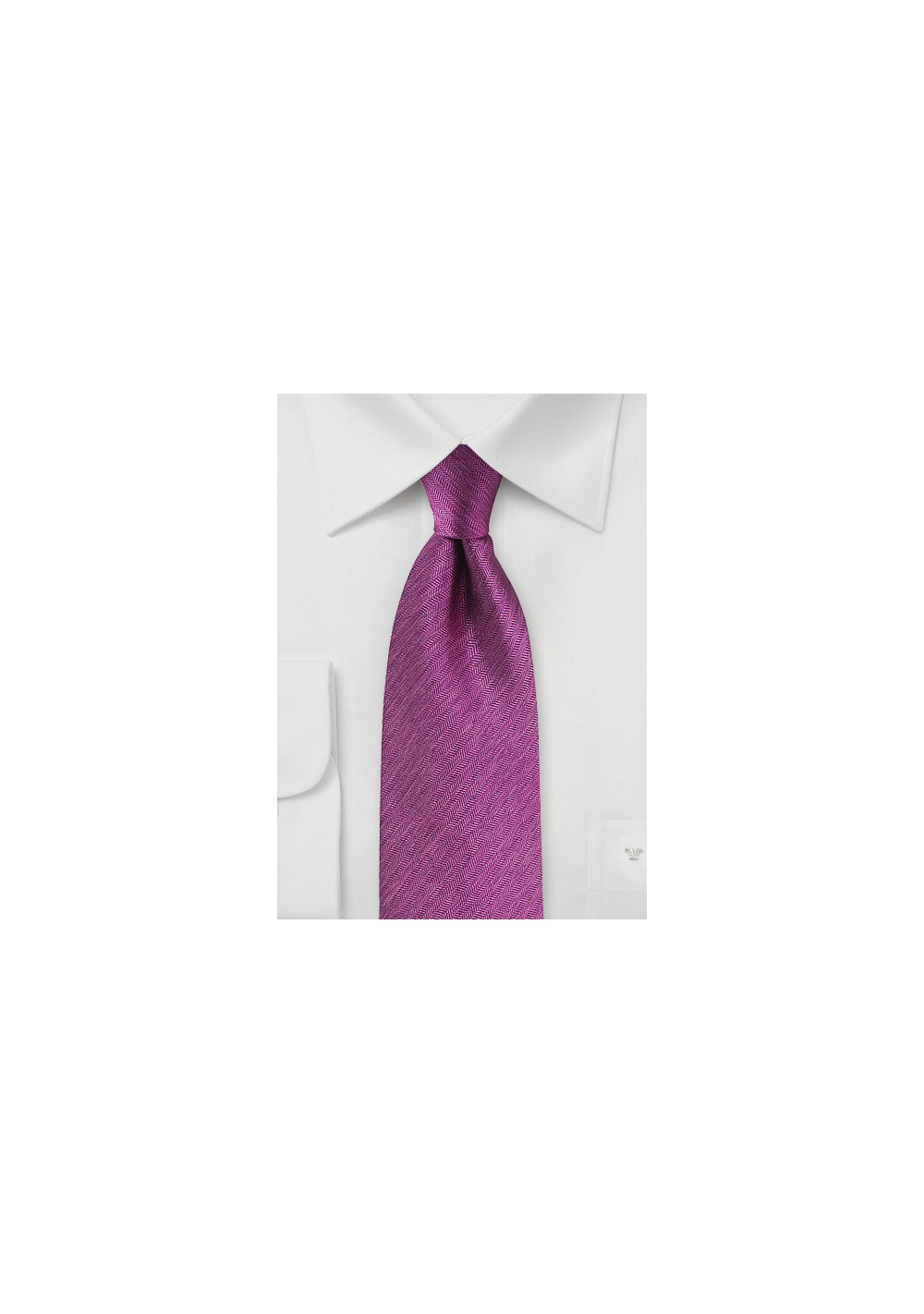 Herringbone Silk Tie in Magenta
