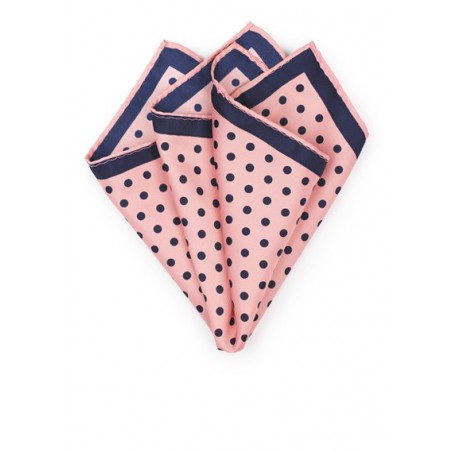 Pink and Navy Polka Dot Pocket Square