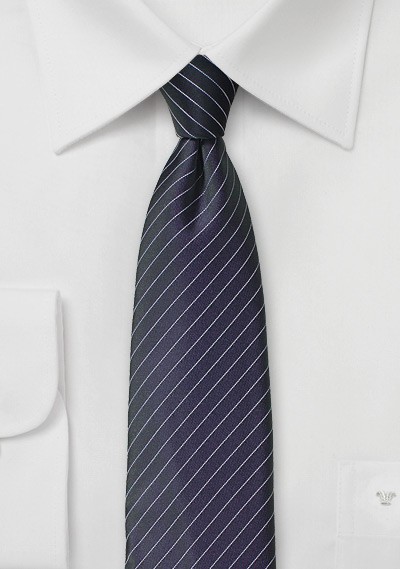 Pin Stripe Tie in Dark BlackBerry