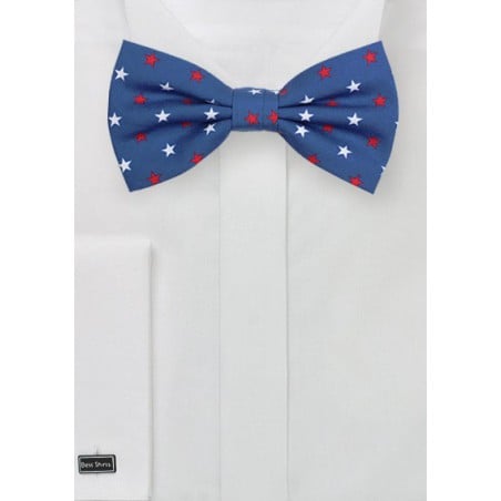 Blue Bow Tie with Stars in Red and White