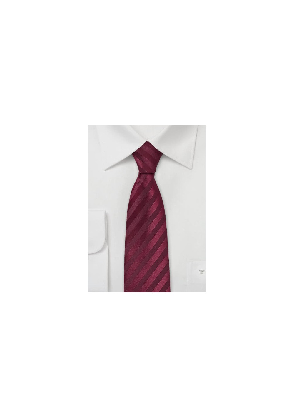 Burgundy Red Skinny Tie with Stripes
