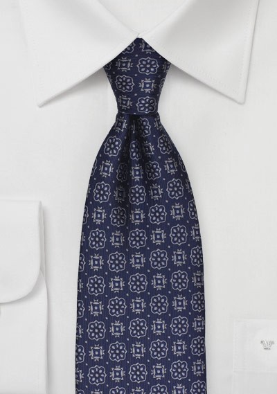 Steel Blue Medallion Pattern Tie