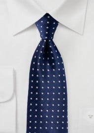 Navy and Silver Dot Design Tie