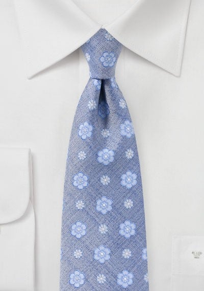 Sky Blue Woven Floral Tie