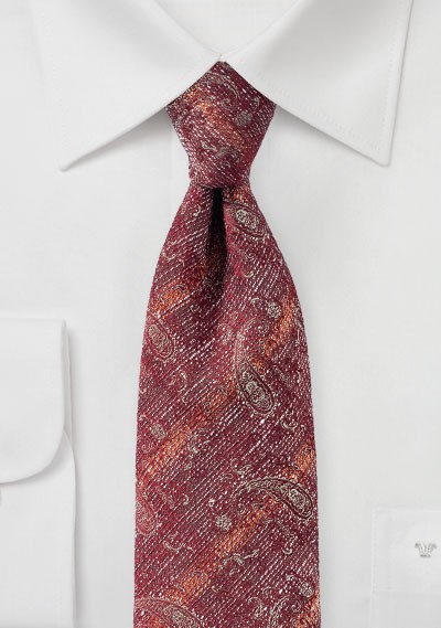 Faded Paisley Tie in Cinnabar Red