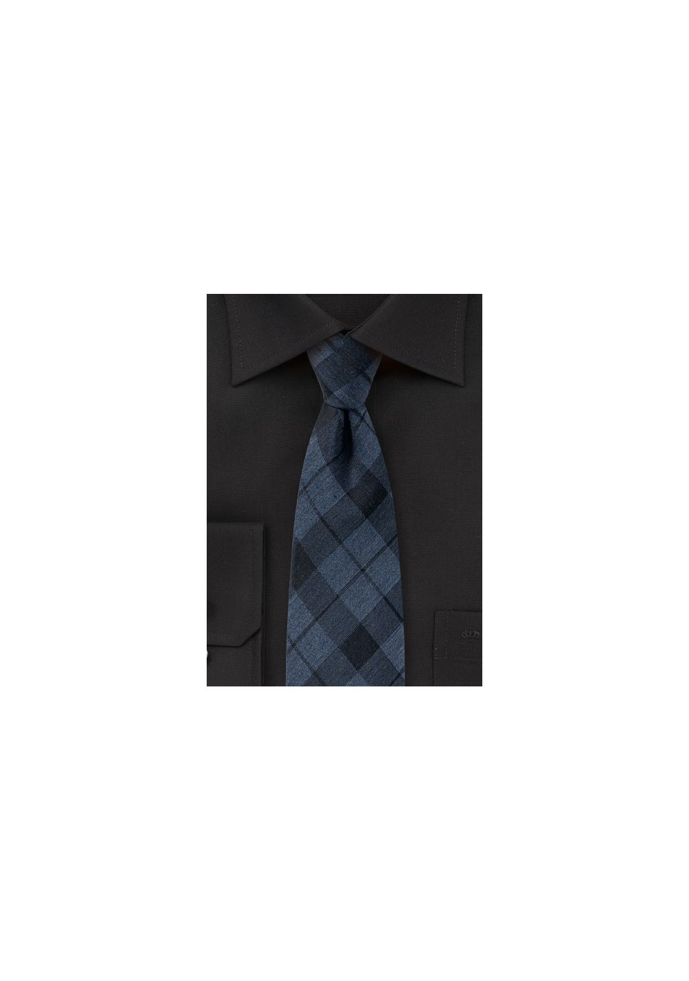 Slate Blue Tartan Plaid Cotton Tie
