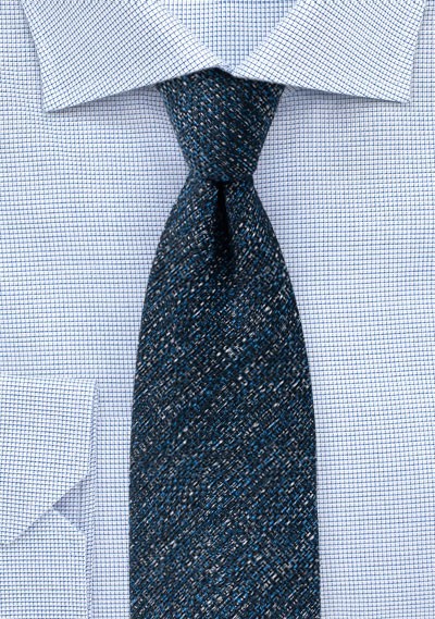 Dark Blue Textured Tie Made from Recycled Yarns