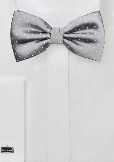 Polka Dot Bowtie in Silver and White