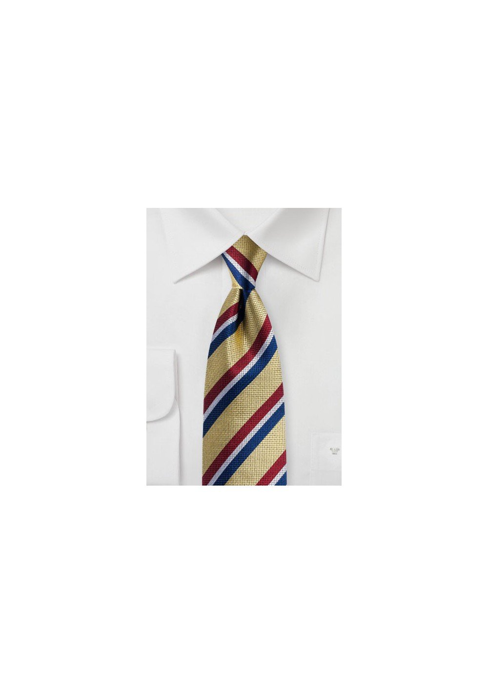 Gold Designer Tie with Red, White, Blue Stripes