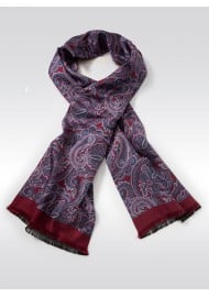 Persian Paisley Print Scarf in Burgundy, Lilac, and Lavender