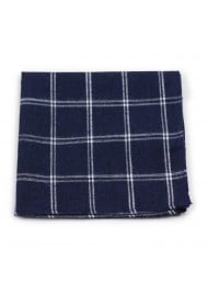 pocket square in cotton with navy plaid check