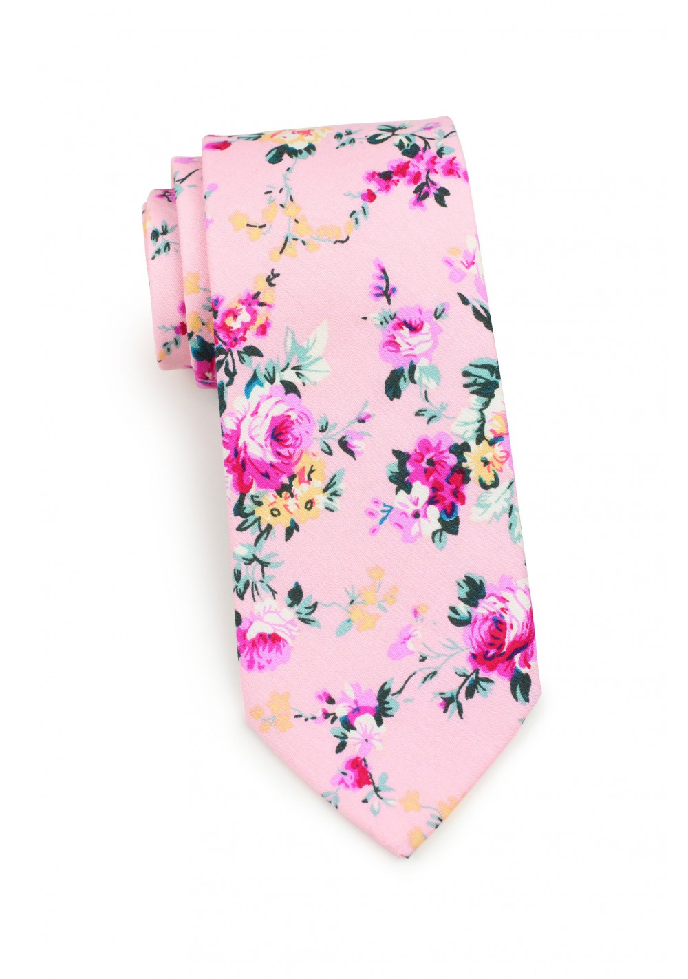 Cotton Floral Skinny Tie Set | Printed Floral Tie + Pocket Square in ...