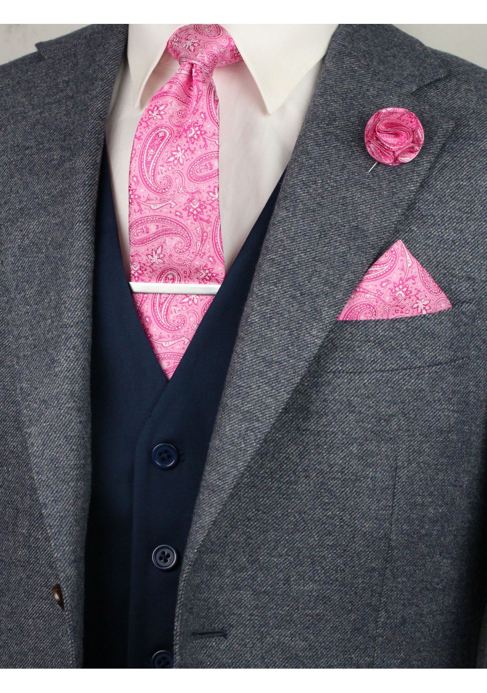 Geranium Paisley Menswear Set | 6-pc Paisley Tie Set in Hot Pink | Bows ...