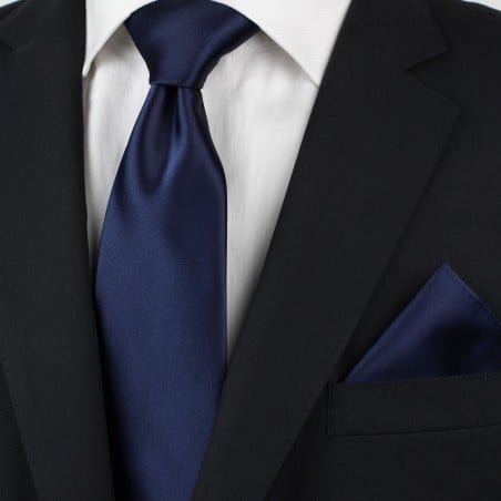 Dark blue men's necktie styled