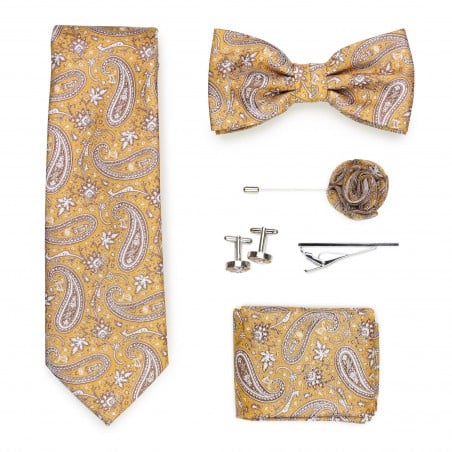 golden paisley necktie gift set