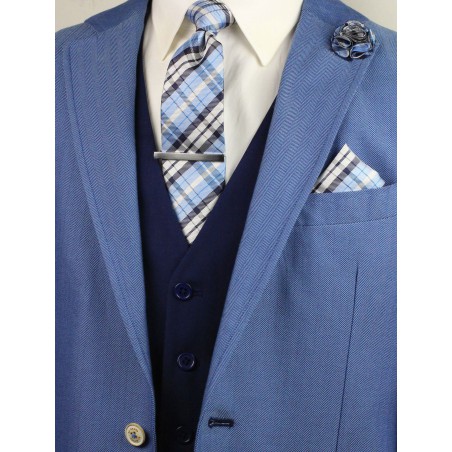 Powder Blue Plaid Menswear Set | 6-pc Plaid Tie Set in Blues and White ...