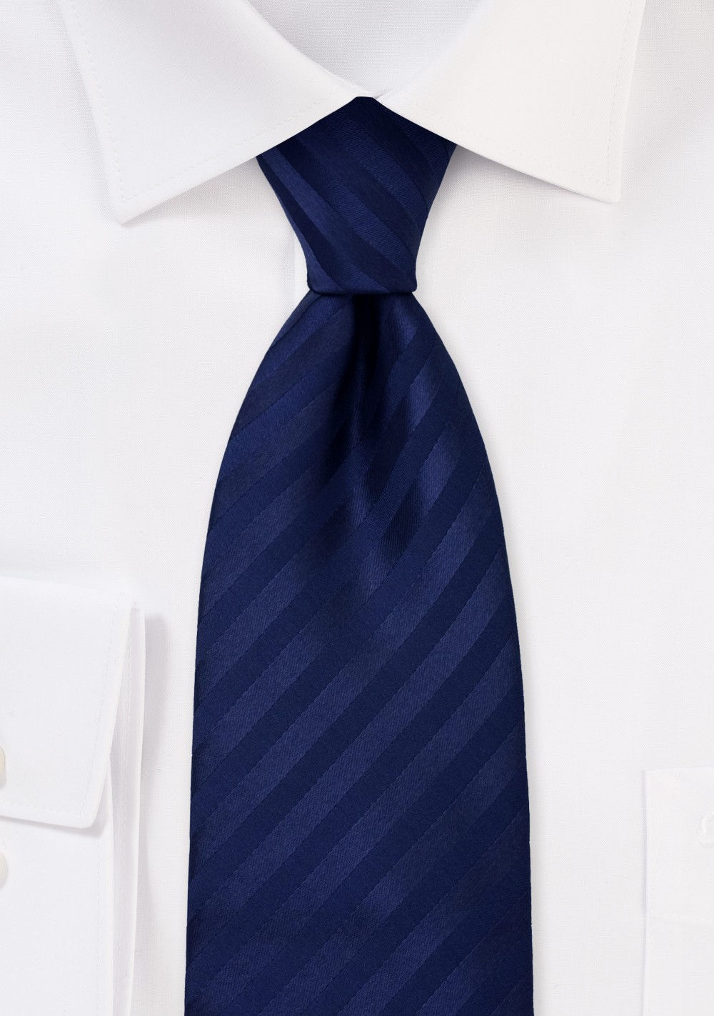 Solid Dark Blue Striped Tie for Kids
