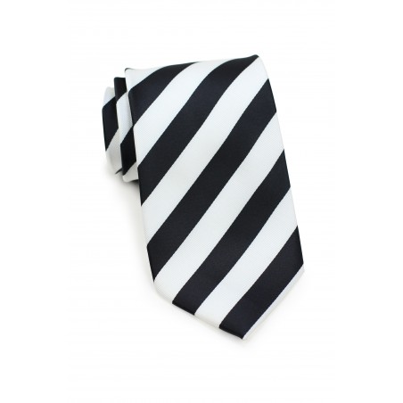 XL Black and White Striped Tie
