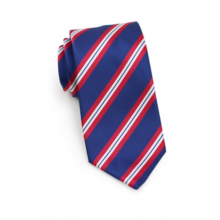 Preppy Striped Tie for Kids in Red and Navy